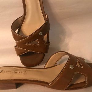 Antonio Melani Carrah Leather Slide Sandles